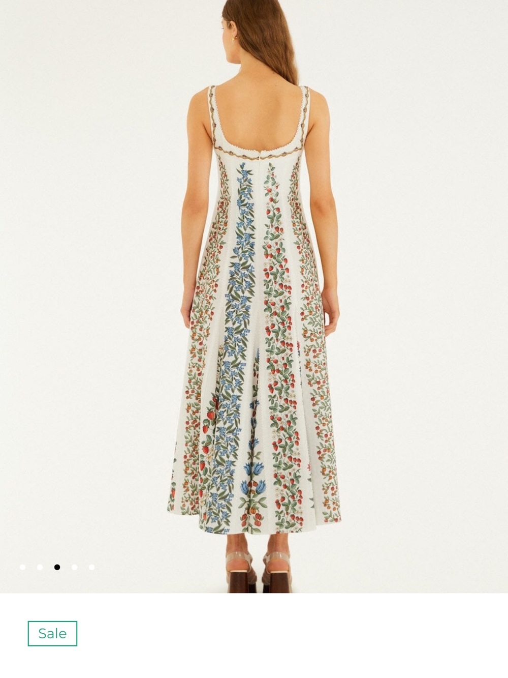 FARM Rio Cream Maxi Dress with Green and Blue Floral Panels - Picture 2 of 5